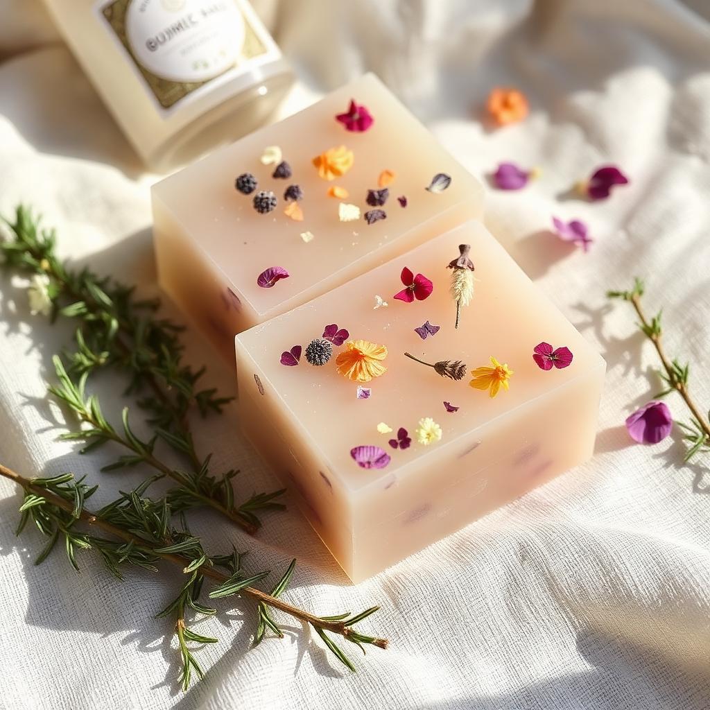 Sabonetes glicerinados transparentes com flores